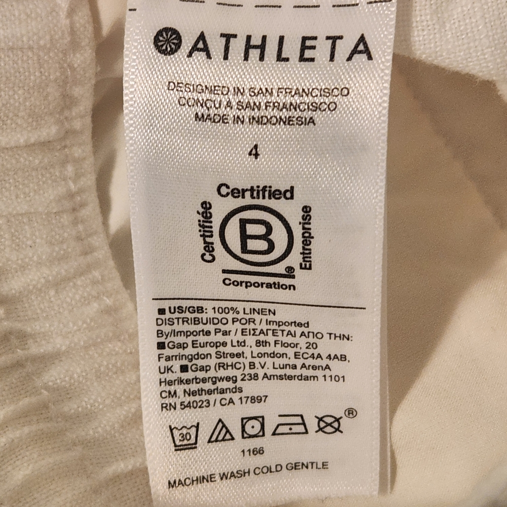 Athleta White Linen Pull-On Shorts Size 4 - Picture 10 of 10
